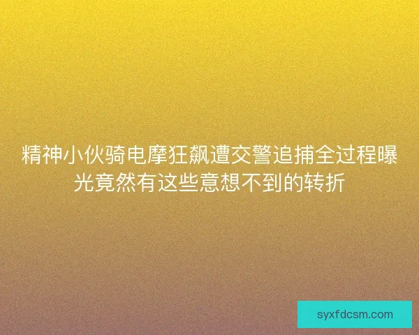 精神小伙骑电摩狂飙遭交警追捕全过程曝光竟然有这些意想不到的转折